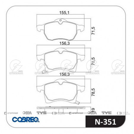 JUEGO DE PASTILLAS DE FRENO COBREQ 64038