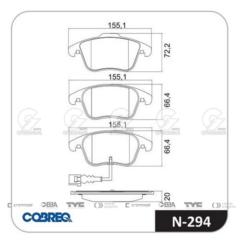 JUEGO DE PASTILLAS DE FRENO COBREQ 64016