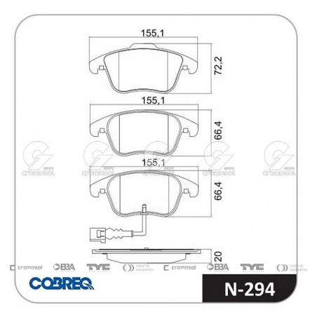 JUEGO DE PASTILLAS DE FRENO COBREQ 64016