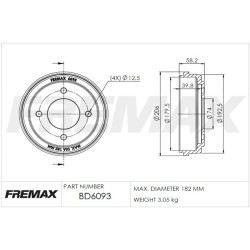 CAMPANA DE FRENO (TAMBOR) FREMAX BD6093
