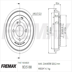 CAMPANA DE FRENO (TAMBOR) FREMAX BD5188