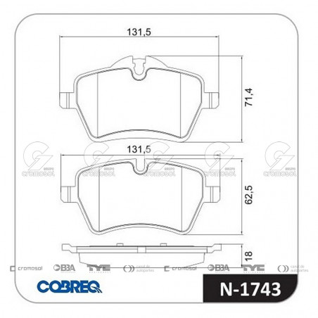 JUEGO DE PASTILLAS DE FRENO COBREQ 64174