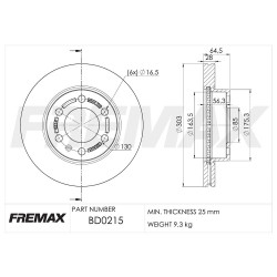 DISCO DE FRENO FREMAX BD0215