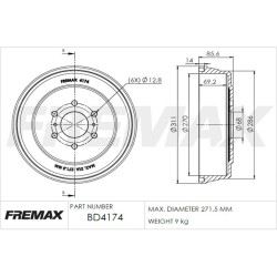 CAMPANA DE FRENO (TAMBOR) FREMAX BD4174
