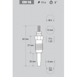 BUJIA DE PRECALENTAMIENTO KESSEL C9116
