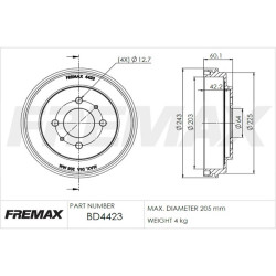 CAMPANA DE FRENO (TAMBOR) FREMAX BD4423