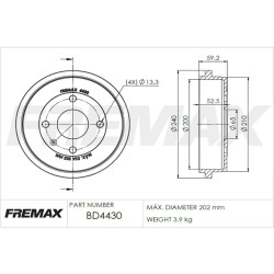 CAMPANA DE FRENO (TAMBOR) FREMAX BD4430