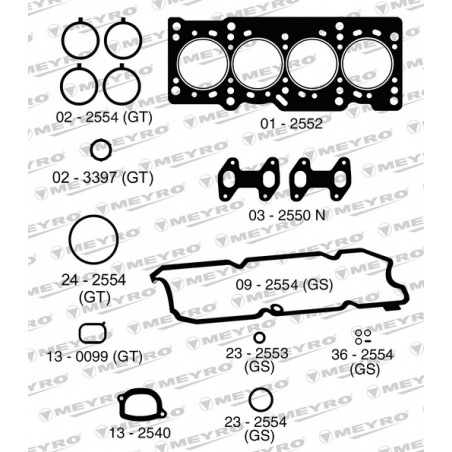 KIT DE JUNTAS DE MOTOR (SUPERIOR) MEYRO 06-2554 NA