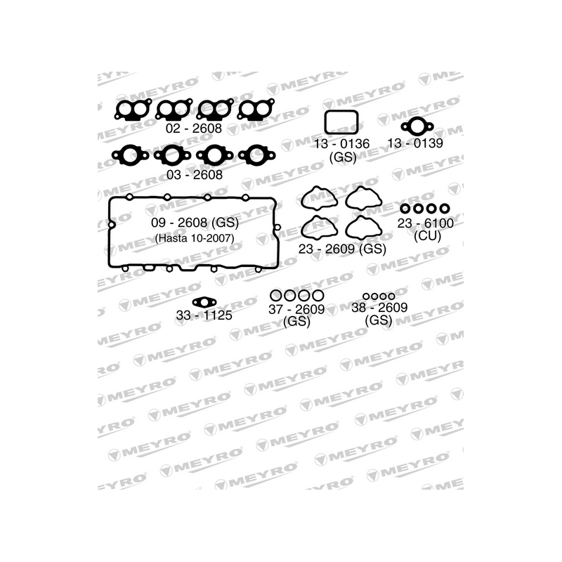KIT DE JUNTAS DE MOTOR (SUPERIOR) MEYRO 06-2608 MV