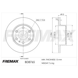 DISCO DE FRENO FREMAX BD8765
