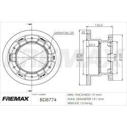 DISCO DE FRENO FREMAX BD8774