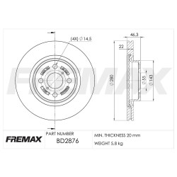 DISCO DE FRENO FREMAX BD2876