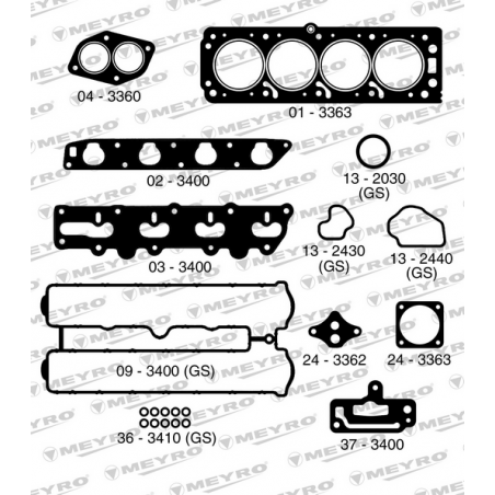KIT DE JUNTAS DE MOTOR (SUPERIOR) MEYRO 06-3402 NA