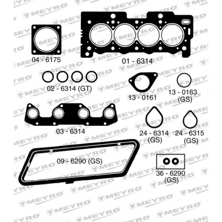 KIT DE JUNTAS DE MOTOR (SUPERIOR) MEYRO 06-6314 S