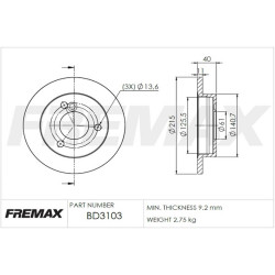 DISCO DE FRENO FREMAX BD3103