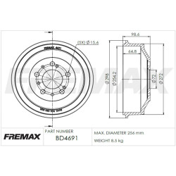 CAMPANA DE FRENO (TAMBOR) FREMAX BD4691