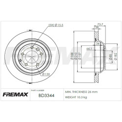DISCO DE FRENO FREMAX BD3344