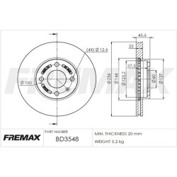 DISCO DE FRENO FREMAX BD3548
