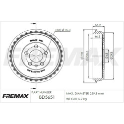 CAMPANA DE FRENO (TAMBOR) FREMAX BD5651