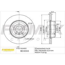 DISCO DE FRENO FREMAX BD3555