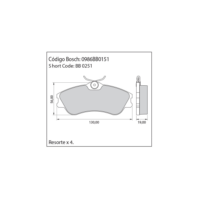 JUEGO DE PASTILLAS DE FRENO BOSCH 0 986 BB0 151