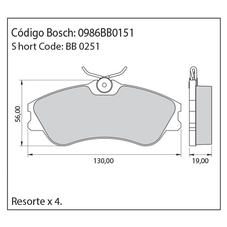 JUEGO DE PASTILLAS DE FRENO BOSCH 0 986 BB0 151