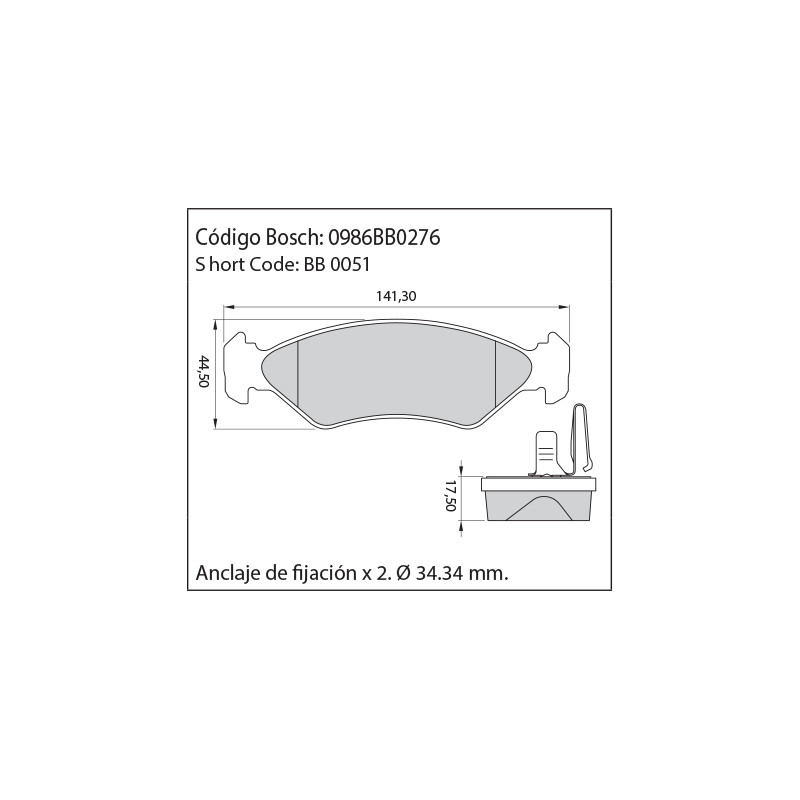 JUEGO DE PASTILLAS DE FRENO BOSCH 0 986 BB0 276