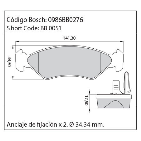 JUEGO DE PASTILLAS DE FRENO BOSCH 0 986 BB0 276