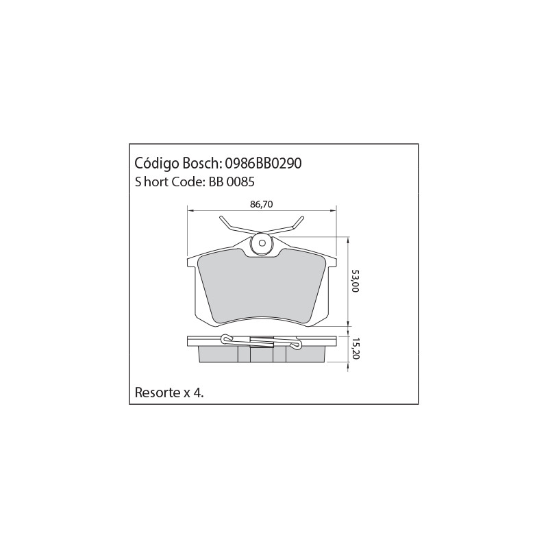 JUEGO DE PASTILLAS DE FRENO BOSCH 0 986 BB0 290