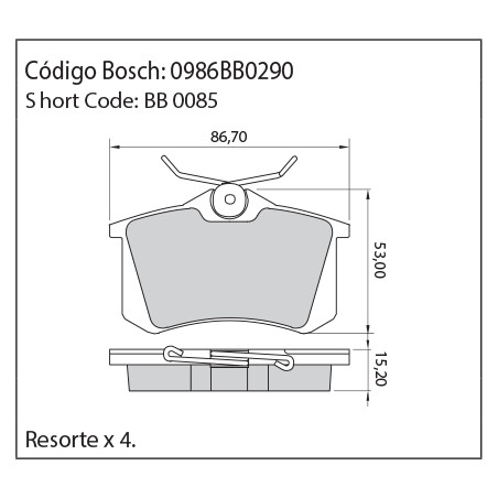 JUEGO DE PASTILLAS DE FRENO BOSCH 0 986 BB0 290