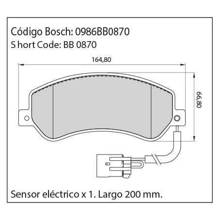 JUEGO DE PASTILLAS DE FRENO BOSCH 0 986 BB0 870
