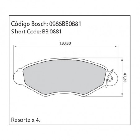 JUEGO DE PASTILLAS DE FRENO BOSCH 0 986 BB0 881