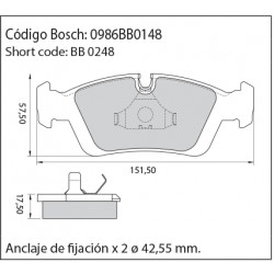JUEGO DE PASTILLAS DE FRENO BOSCH 0 986 BB0 148