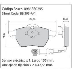 JUEGO DE PASTILLAS DE FRENO BOSCH 0 986 BB0 295