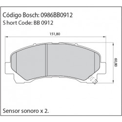 JUEGO DE PASTILLAS DE FRENO BOSCH 0 986 BB0 912