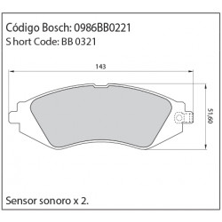 JUEGO DE PASTILLAS DE FRENO BOSCH 0 986 BB0 221