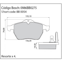 JUEGO DE PASTILLAS DE FRENO BOSCH 0 986 BB0 275