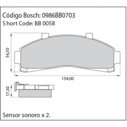 JUEGO DE PASTILLAS DE FRENO BOSCH 0 986 BB0 703